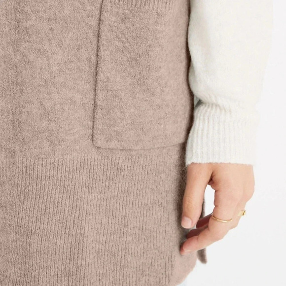 Madewell Kent Colorblock Cardigan Sweater in Coziest Yarn Bright Ivory Sz Small - Picture 4 of 11